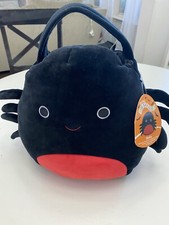 New Squishmallows Halloween Trick r' Treat Bag Pail Bella Spider 12" Kelly Toys