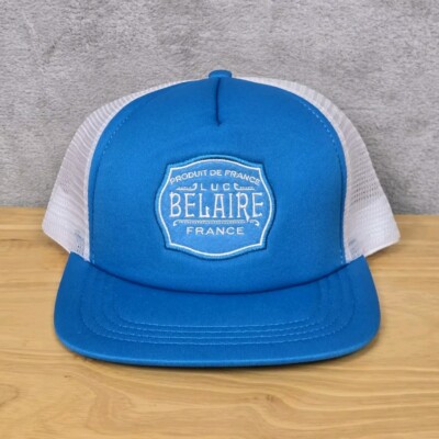 Luc Belaire Produit De France Light Blue And White Snap Back Trucker Hat VGUC