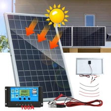 30W Solar Battery Trickle Charger Solar Panel Maintainer 100A Controller for RV