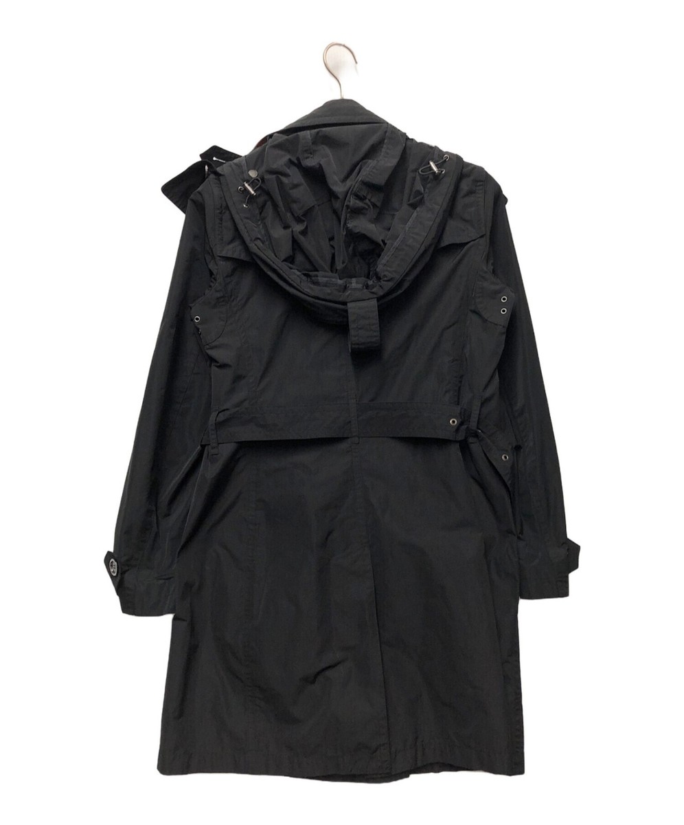 Burberry BRIT Trench Coat Black Polyester Hooded Belted Woman 40
