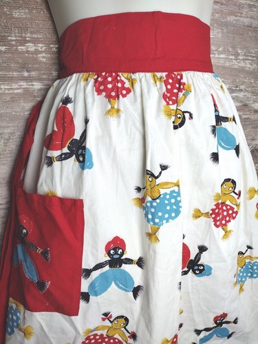Vintage Half Apron Afro Caribbean Boy Girl Print 1950 Handmade Pocket MCM COOL!! - Picture 6 of 6