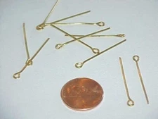 100 VINTAGE GOLD 29mm. OPEN LOOPED EYE PINS L758