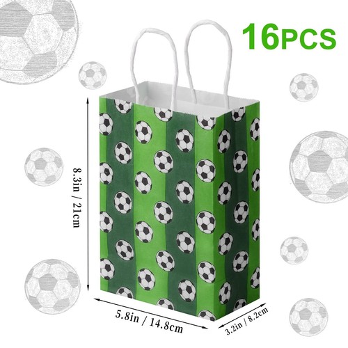 16 Pcs Soccer Party Favor Paper Bags Football Themed Party Gift Bags w/ Handles - Bild 7 von 7