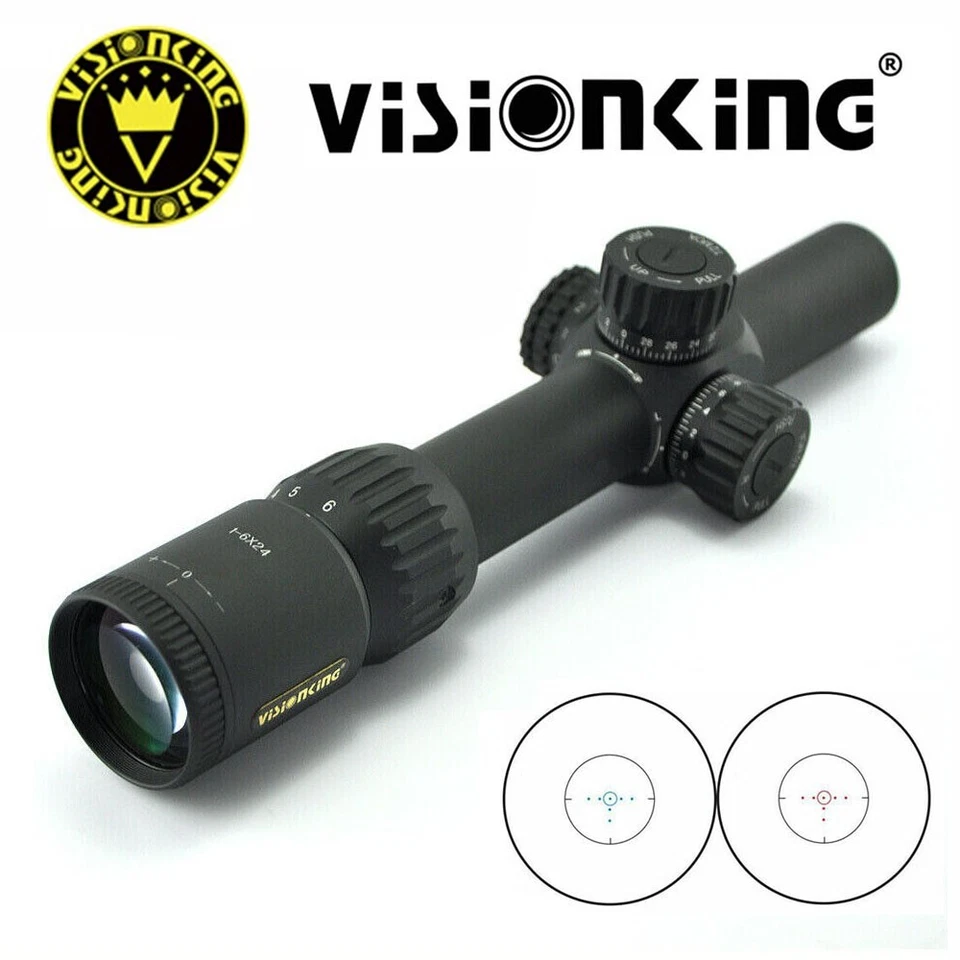 Mira para rifle Visionking 1-6x24 FFP retícula + montaje Picatinny alto + panal Foto 2 de 4