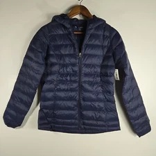 Amazon Essentials Women's Medium Navy Blue Lightweight Puffer Jacket Hooded NWT