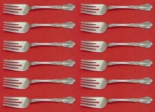 Chateau Rose by Alvin Sterling Silver Salad Fork Set 12 pieces 6 1/2"