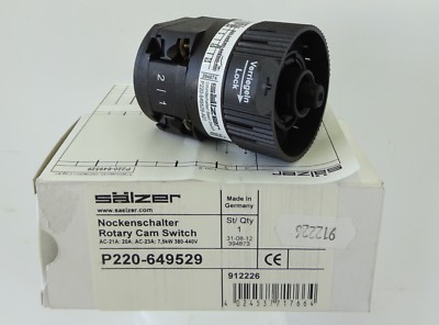 SÄLZER P220-649529 Nockenschalter Rotary Cam Switch 3 Stell. 20A 7,5kW 380-440V