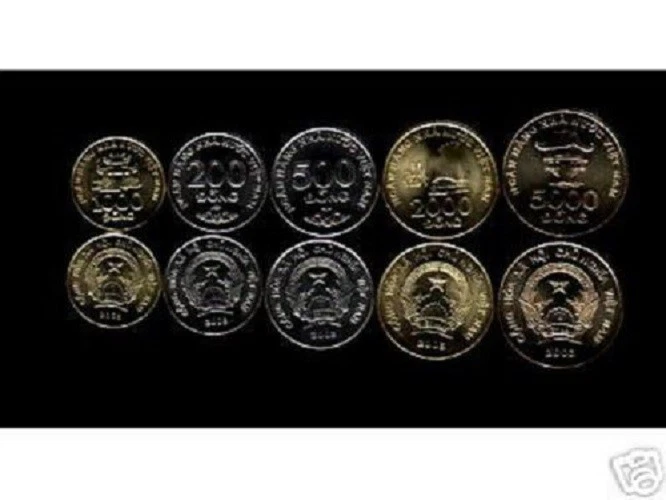 VIETNAM 200 500 1000 2000 5000 DONG 2003 UNC Vietnamese Coin COMPLETE X 5 V SET - Image 3 of 4