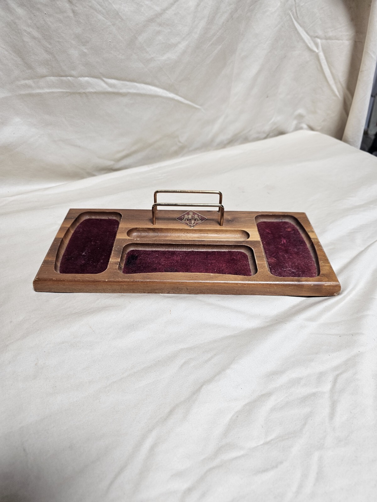Vintage Wooden Dresser Valet Tray for Men with Wallet Stand and Cufflinks Holder  -image