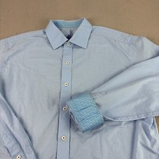 Robert Graham Shirt Men XL Blue Flip Cuff Button Up Long Sleeve