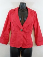 CAbi Blazer Women's 4 Red Toss On Poppy Cotton Jacket Style 878 3/4 Sleeve