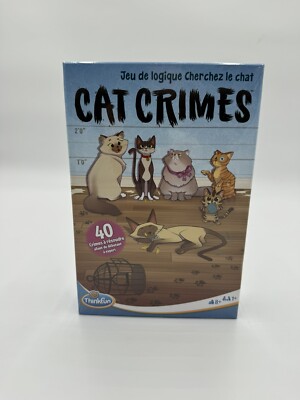 Thinkfun Cat Crimes Logic Brain Board Game Gift 40 Crimes FRENCH Version Sealed