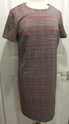 MATALAN ET VOUS Womens Houndstooth Viscose Blend Dress Size 10 Short Sleeve