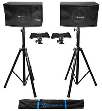 Pair Rockville KPS80 8" 3-Way 800 Watt MDF Karaoke/Pro Speakers Tripod Stands