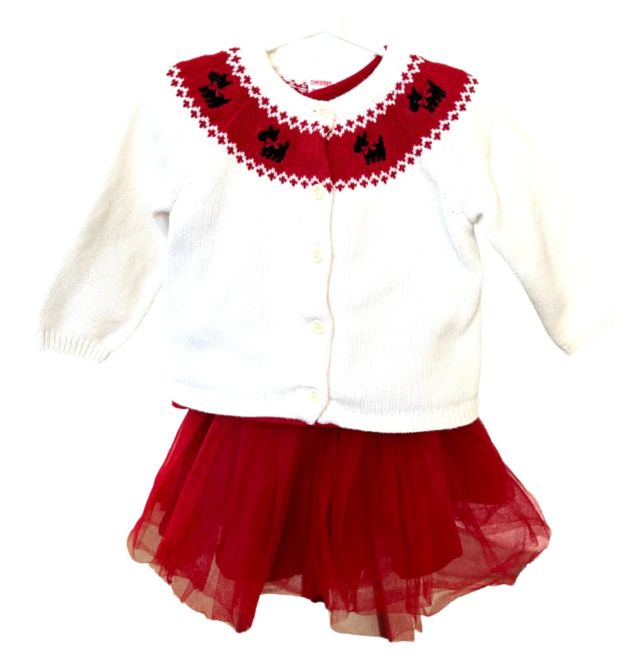 Camiseta Gymboree Holiday friends Natal Scottie cachorro meia-calça vermelha tutu 24 - Imagem 2 de 4