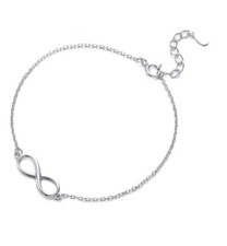 925 Sterling Silver Solid Infinity Eternity Figure Eight Symbol Bracelet 8" PE54