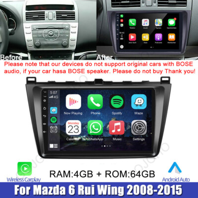 64GB Android 13 For Mazda 6 Rui Wing 2008-2015 Car Radio Stereo GPS Navi CarPlay