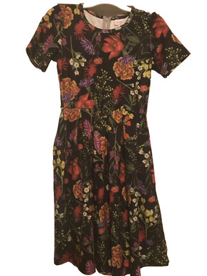 LulaRoe - Amelia Dress with Pockets!  NWT! Multicolor Floral on Navy - Small