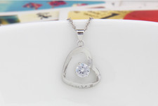Love Heart Sterling Silver CZ Pendant 18" Chain Necklace Gift Box G12