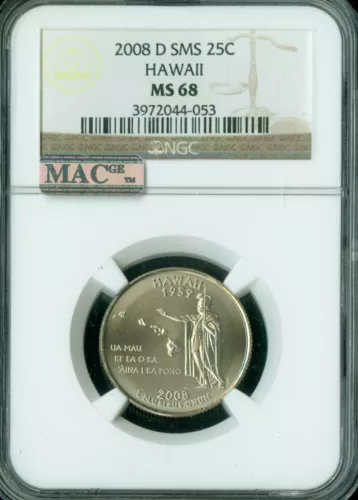 2008 D HAWAII QUARTER NGC MS68 SMS PQ 2ND FINEST REGISTRY MAC SPOTLESS 3 FINER .