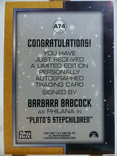 Star Trek TOS Season 3 A74 Barbara Babcock Philana Skybox Autograph black ink - Picture 3 of 3