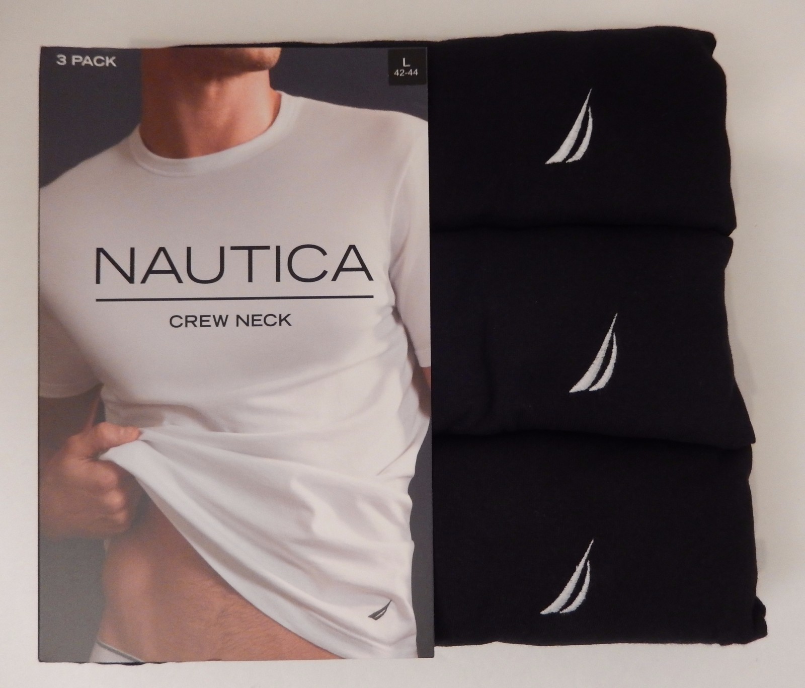3 NAUTICA MENS COTTON BLUE GRAY WHITE CREW NECK S M L XL TSHIRTS
