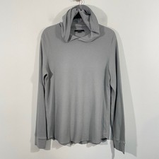 Vince Women Sage Green Waffle Knit Pima Cotton Pullover Hoodie Size L