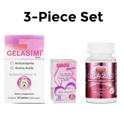 Gelasimi + Simifol Iron + Simi Collagen Capsules Dietary Supplement 3 Piece  Set