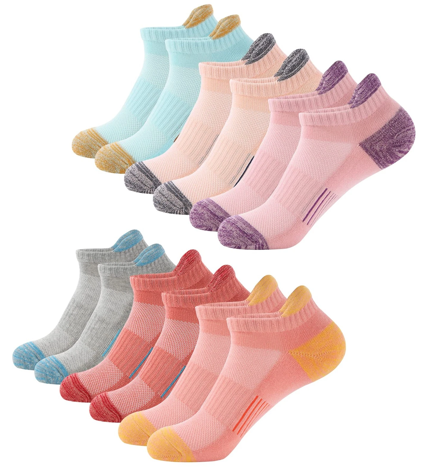 BUDERMMY Trainer Socks Womens 6 Pairs Cushioned Sports Socks for Women Cotton