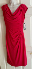 Lauren Ralph Lauren Womens Size 8 Dress Cowl Neck Ruched Red Stretch NWT - $130
