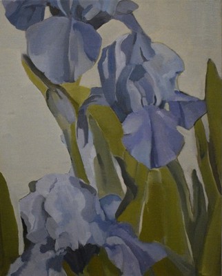 art Blue Iris 10x8 original oil painting on Linen canvas, floral art, flowers