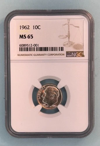 1962  10C Roosevelt Dime NGC MS 65