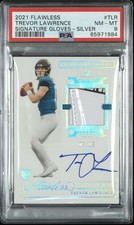 Panini Flawless 2021 Trevor Lawrence Signature Gloves Silver Auto /15 PSA 8