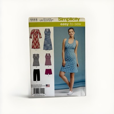 Simplicity 1111 Dress Tunic Shorts Sewing Pattern Plus Size 16-24 Women's Uncut