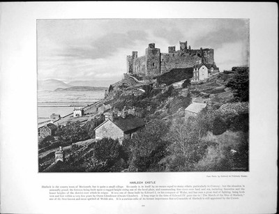Alter Druck Harlech Castle Festung Kreisstadt Merioneth Byrons Elm Harrow