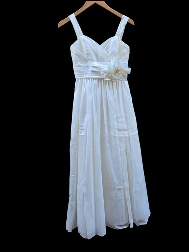Watters & Watters White Bridal/Bridesmaid A-Line Long Floral Detail Dress Size-2