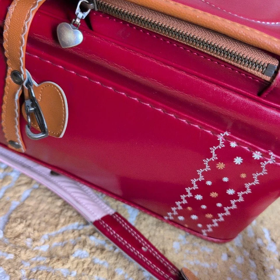 Bolsa escolar Nino Y Nina japonesa Randoseru (mochila), vermelha, bordada - Imagem 3 de 4