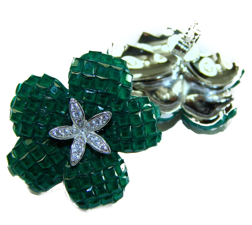 Pendientes Esmeralda Colombiana 22.7ct Plata de Ley 925 Verde Hecho a Mano Declaración Foto 2 de 4