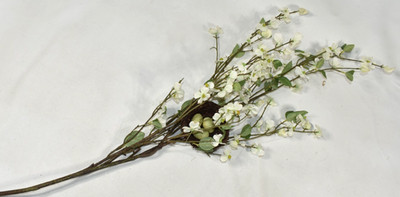 Pottery Barn Faux Dogwood Branch w/ Nest & Eggs Artificial Flowers 38'' Stem NEW