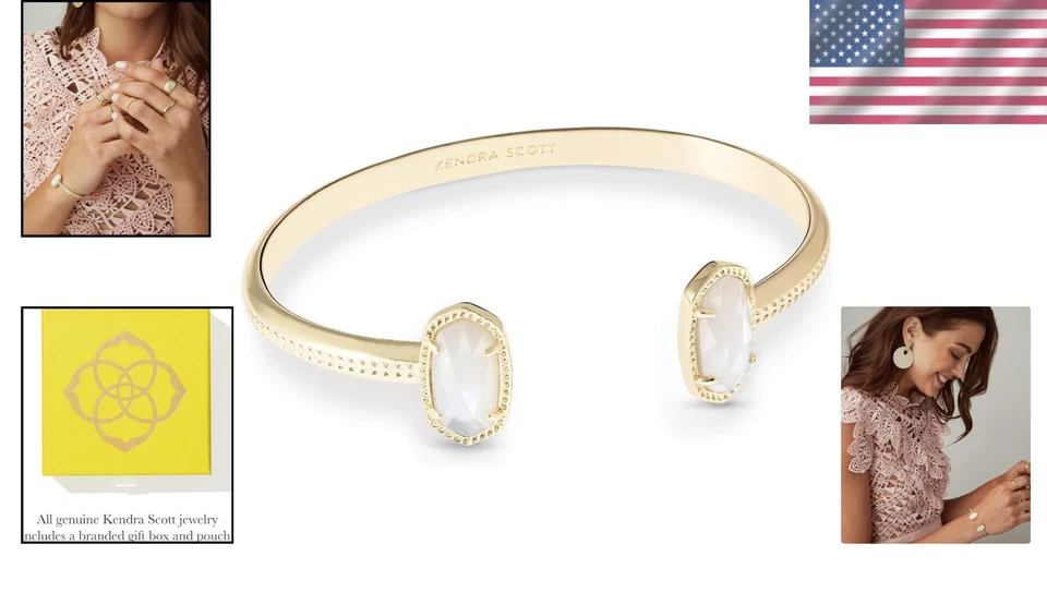 Elegante Brazalete Elton en Oro y Marfil Madreperla - Estilo Ajustable Foto 2 de 4