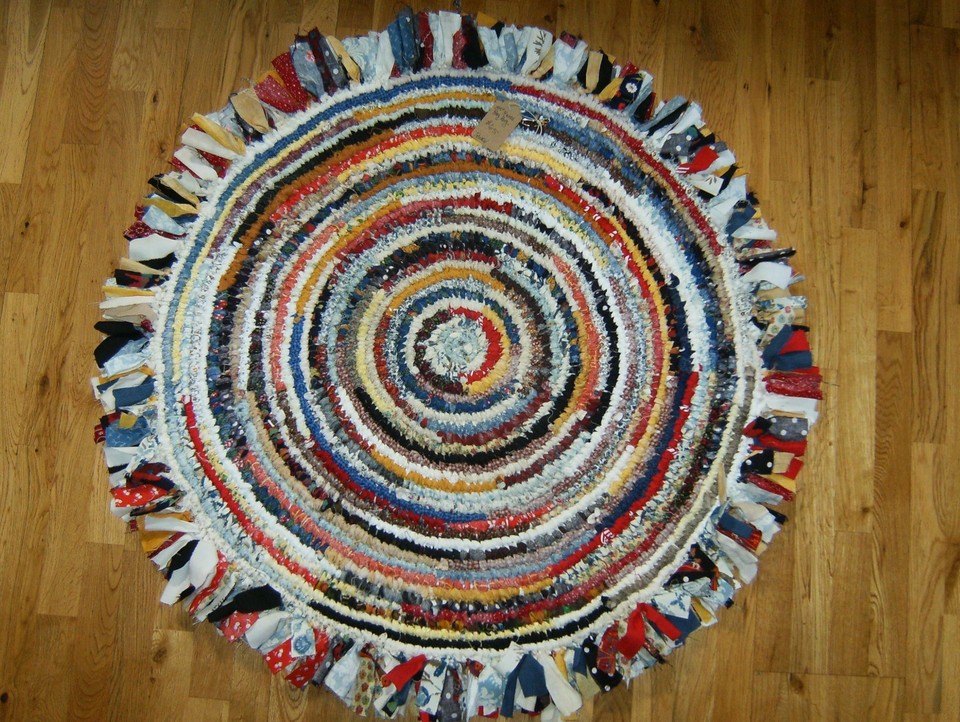 Handmade Rag Rug Rustic Cabin Farmhouse Colors 35