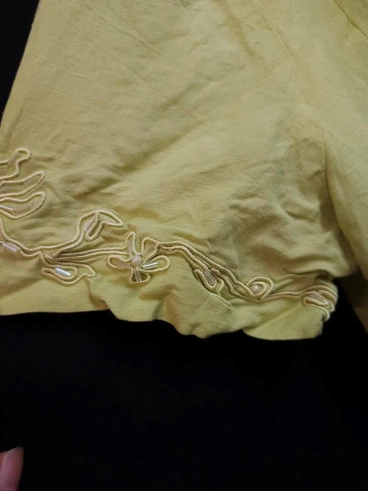 Jessica Howard Verde Mezcla Lino Bordado Hombreras Chaqueta Delantera Abierta 14 Foto 4 de 4