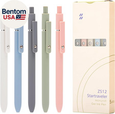 5PCS Retractable Gel Pens Set, Quick Dry Black Ink Fine Point Roller Ball Gel In