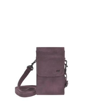Bear Design Damen Handytasche Leder zum Umhängen ''Robbie'' plum (dunkel violett)