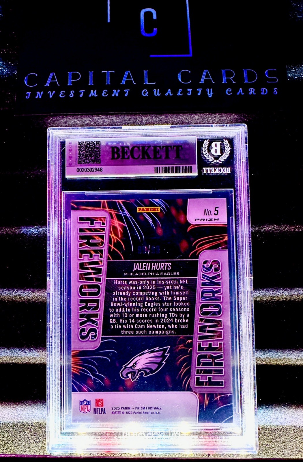 2025 Prizm - Fireworks Jalen Hurts #5 Blue Ice 99/99!! BGS 9 Eagles LAST PRINT! view 2