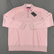 G/Fore G4 Golf Sweater Sleeve Logo 1/4 Zip XL Pink Wool Polyester NWT MSRP $250