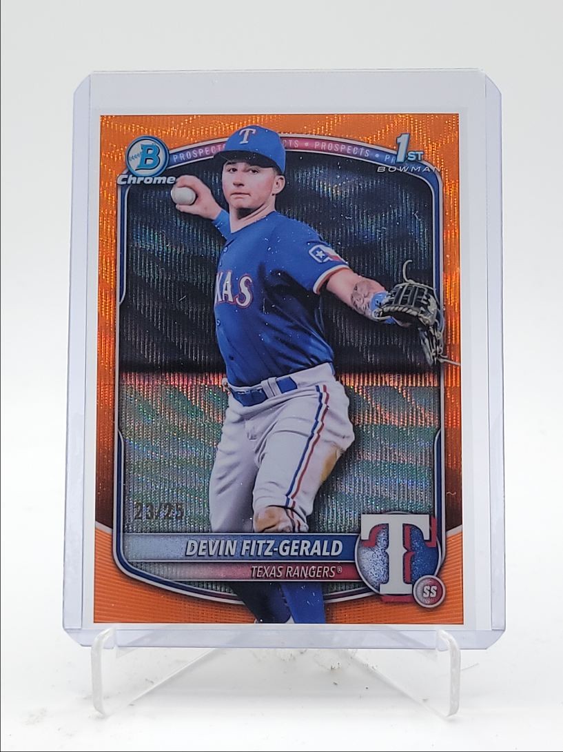 DEVIN FITZ-GERALD 2025 BOWMAN CHROME 1ST ORANGE WAVE REFRACTOR /25 Q5369