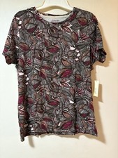 NWT Women's Short Sleeve Pullover T-shirt Large St John's Bay Melon Print Cotton