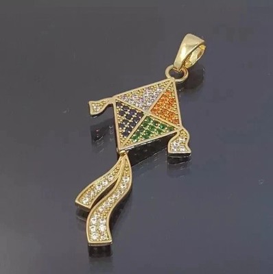 2.00Ct Round Cut Real Moissanite Women's Kite Pendant 14K Yellow Gold Plated