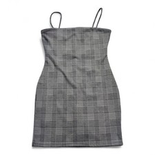 Windsor Plaid Bodycon Mini Dress Spaghetti Straps Size M